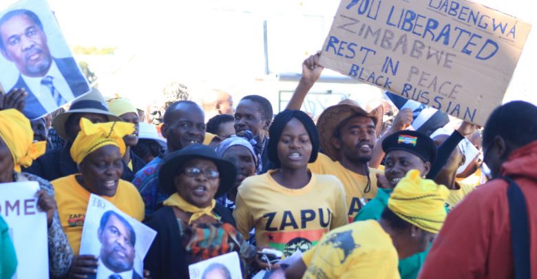 Hundreds of people including Zapu party members thronged the Joshua Mqabuko Nkomo International airport to welcome the liberation icon.